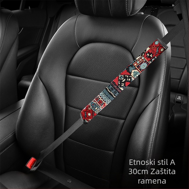 Zaštitnik ramena sigurnosnog pojasa automobila — laneno vlakno, crtani stil, Hand in Hand, model 001