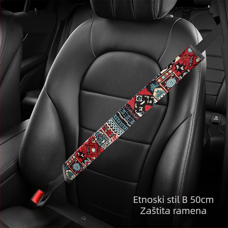 Zaštitnik ramena sigurnosnog pojasa automobila — laneno vlakno, crtani stil, Hand in Hand, model 001