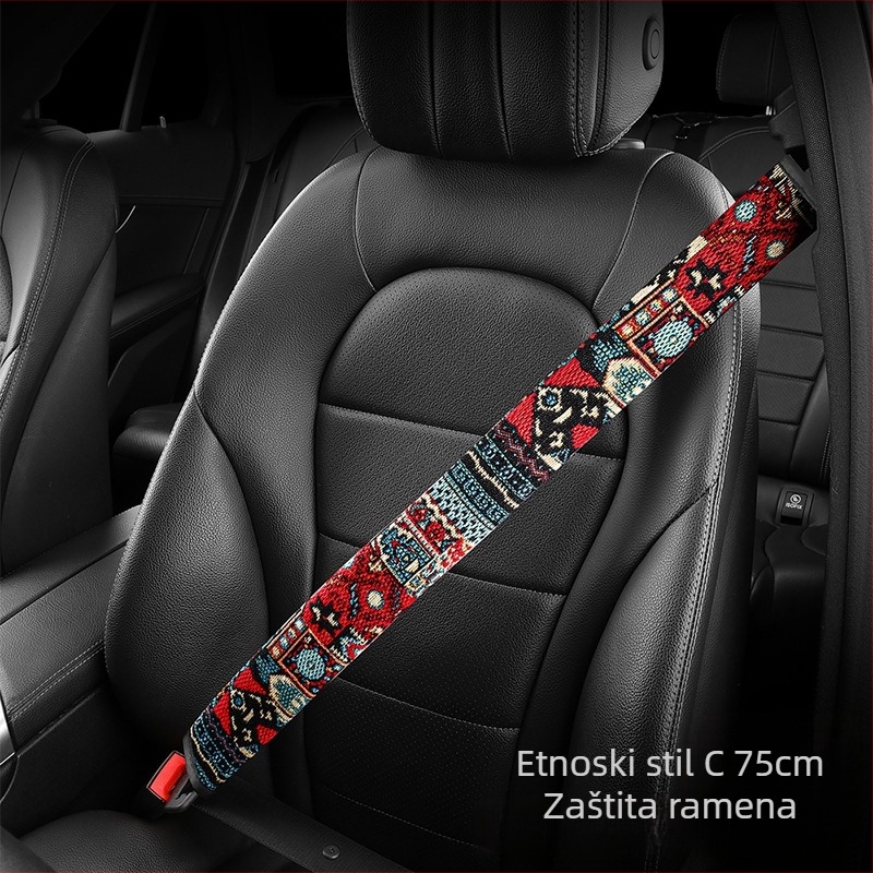 Zaštitnik ramena sigurnosnog pojasa automobila — laneno vlakno, crtani stil, Hand in Hand, model 001