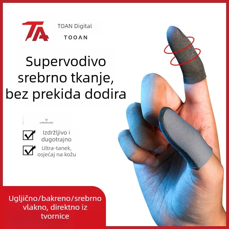Prsteni rukav za igranje na dodirnom zaslonu – vlakna ugljika, bakra i metalna vlakna, ultra-tanki, 10 g, otisak logotipa, prilagodba obrade