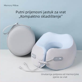 Jastuk od memorijske pjene u U-formi, putni i kompaktni jastuk za vrat za let, podrška za odmor u uredu, mogućnost otiska logotipa