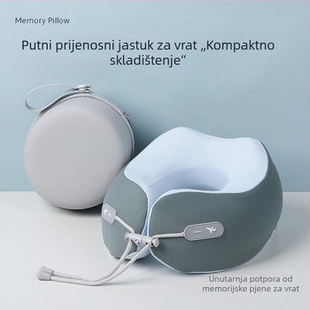 Jastuk od memorijske pjene u U-formi, putni i kompaktni jastuk za vrat za let, podrška za odmor u uredu, mogućnost otiska logotipa