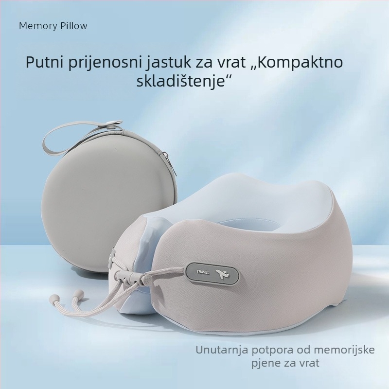 Jastuk od memorijske pjene u U-formi, putni i kompaktni jastuk za vrat za let, podrška za odmor u uredu, mogućnost otiska logotipa
