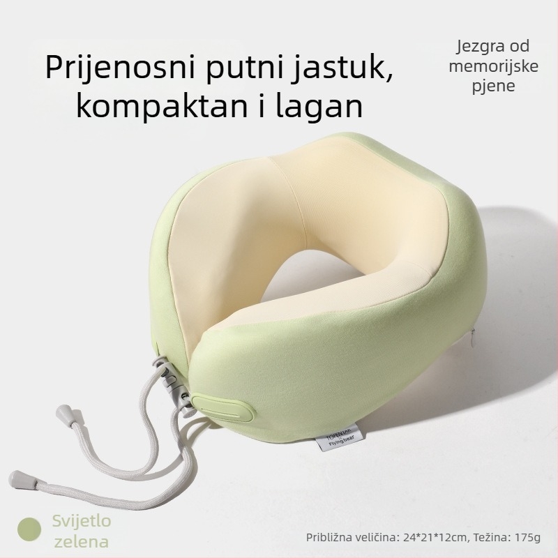 Jastuk od memorijske pjene u U-formi, putni i kompaktni jastuk za vrat za let, podrška za odmor u uredu, mogućnost otiska logotipa