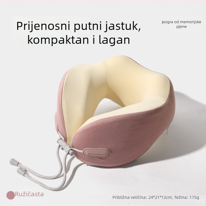 Jastuk od memorijske pjene u U-formi, putni i kompaktni jastuk za vrat za let, podrška za odmor u uredu, mogućnost otiska logotipa
