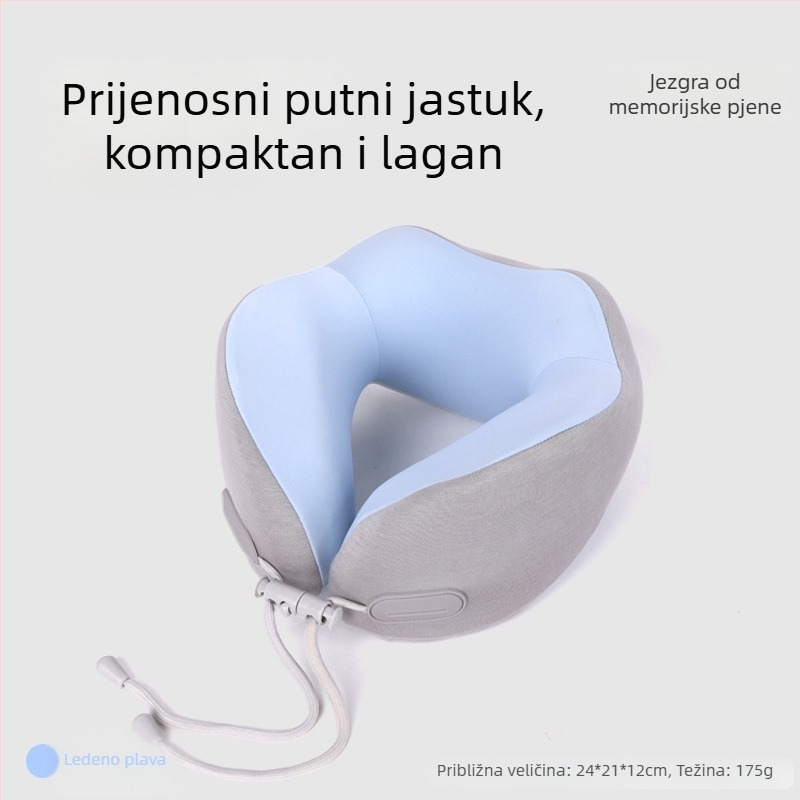 Jastuk od memorijske pjene u U-formi, putni i kompaktni jastuk za vrat za let, podrška za odmor u uredu, mogućnost otiska logotipa