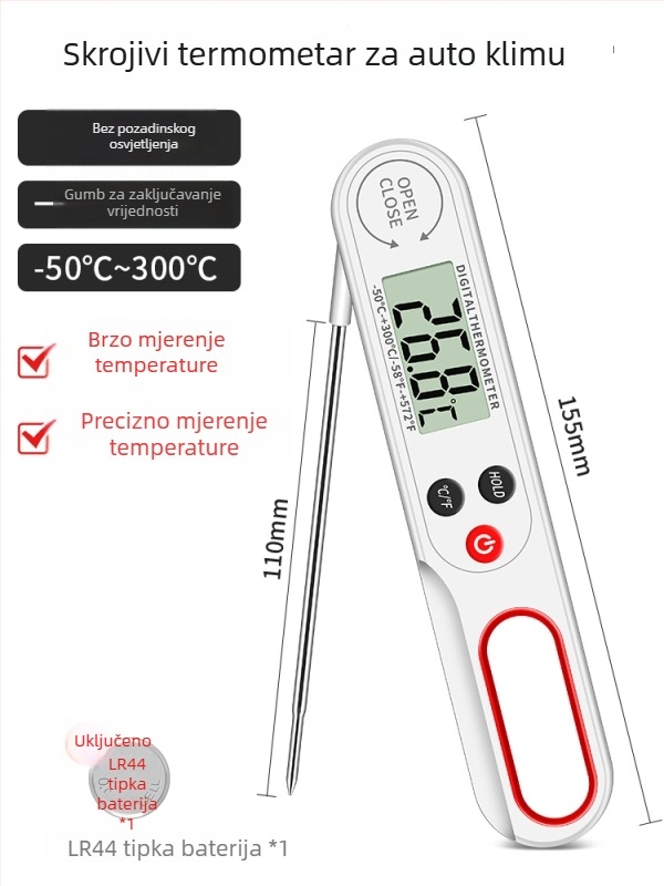 Detektor termometra automobilskog klima - digitalni mjerni uređaj sa sondom za izlaz zraka