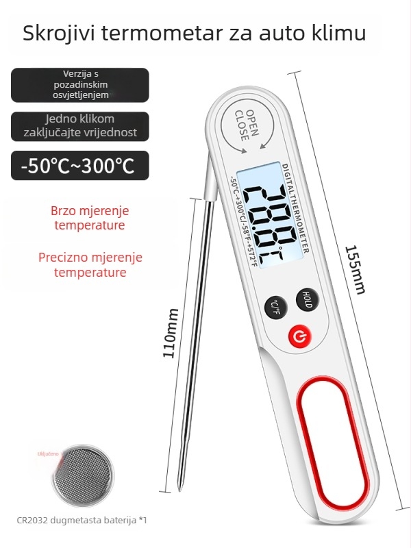 Detektor termometra automobilskog klima - digitalni mjerni uređaj sa sondom za izlaz zraka