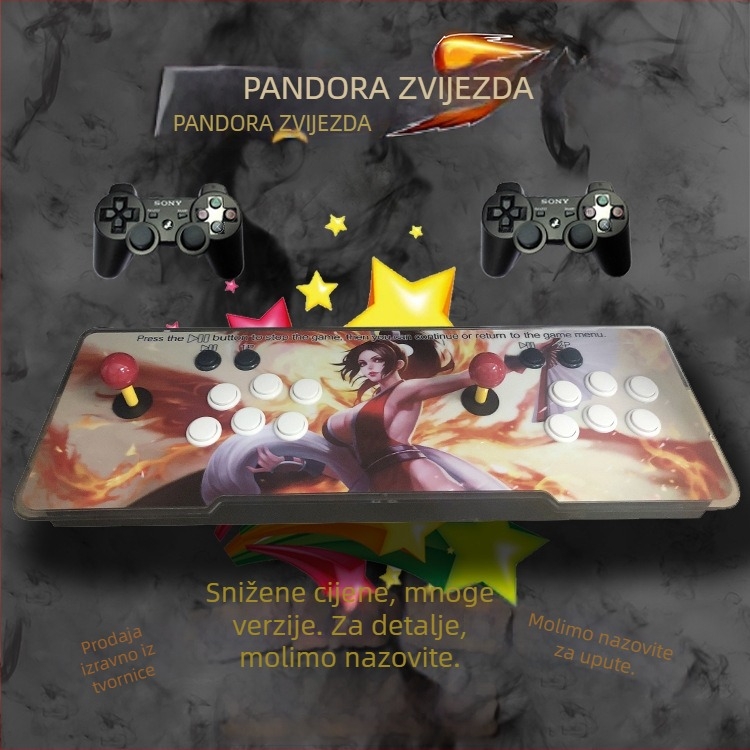 3D Pandora Moonlight Treasure Box – 16GB memorije, izvorni softver, A7 operativni sustav, PS3-kompatibilan, dvostruki džojstik borbeni arkadni stroj