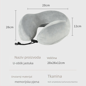 U‑oblikovani putni jastuk za vrat od memorijske pjene s unutarnjom podstavom, navlaka od Crystal veluru, za odrasle