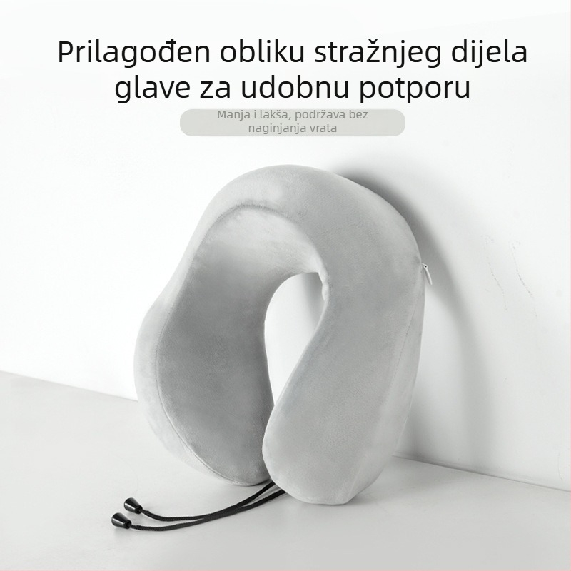 U‑oblikovani putni jastuk za vrat od memorijske pjene s unutarnjom podstavom, navlaka od Crystal veluru, za odrasle