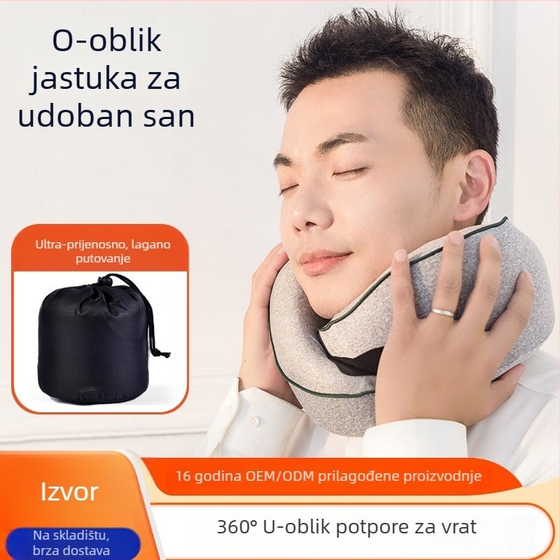 Jastuk za vrat od memorijske pjene, U-oblik za putovanja, navlaka od 100% pamuka, prijenosan, univerzalna kompatibilnost
