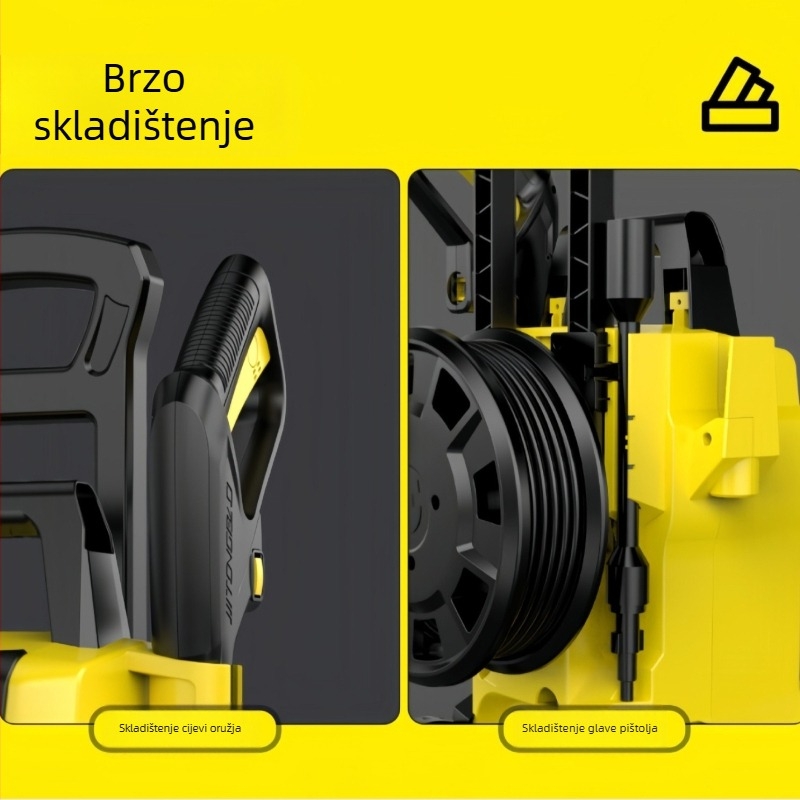 Uspravni visokotlačni stroj za pranje automobila, 220V, 1800W, PP kućište, AC motor, maksimalni tlak 65 bar, protok 4-8 L/min