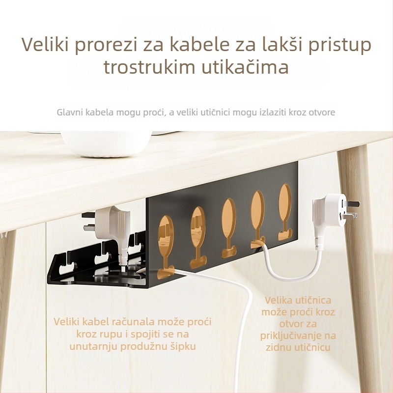 Organizator kablova ispod stola – Shell Stone, hladno valjani čelik, jednostavan navijački mehanizam, pogodan za utičnice i kabeli za punjenje