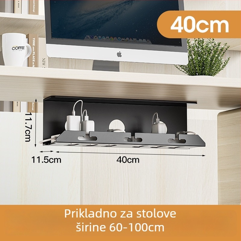 Organizator kablova ispod stola – Shell Stone, hladno valjani čelik, jednostavan navijački mehanizam, pogodan za utičnice i kabeli za punjenje