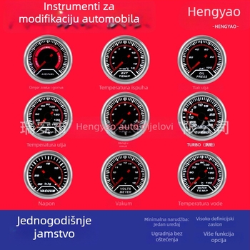 Hengyao automobilni instrument – 12V plastični boost mjerač s PSI, temperaturom vode, temperaturom ulja, tlak zraka i goriva, voltmetar