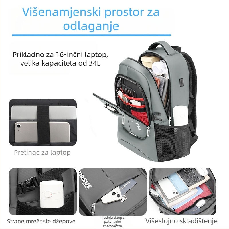 Unisex Oxford ruksak, 20–35L, kompatibilan s 15-inčnim laptopom, vodootporan, za slobodno vrijeme putovanja