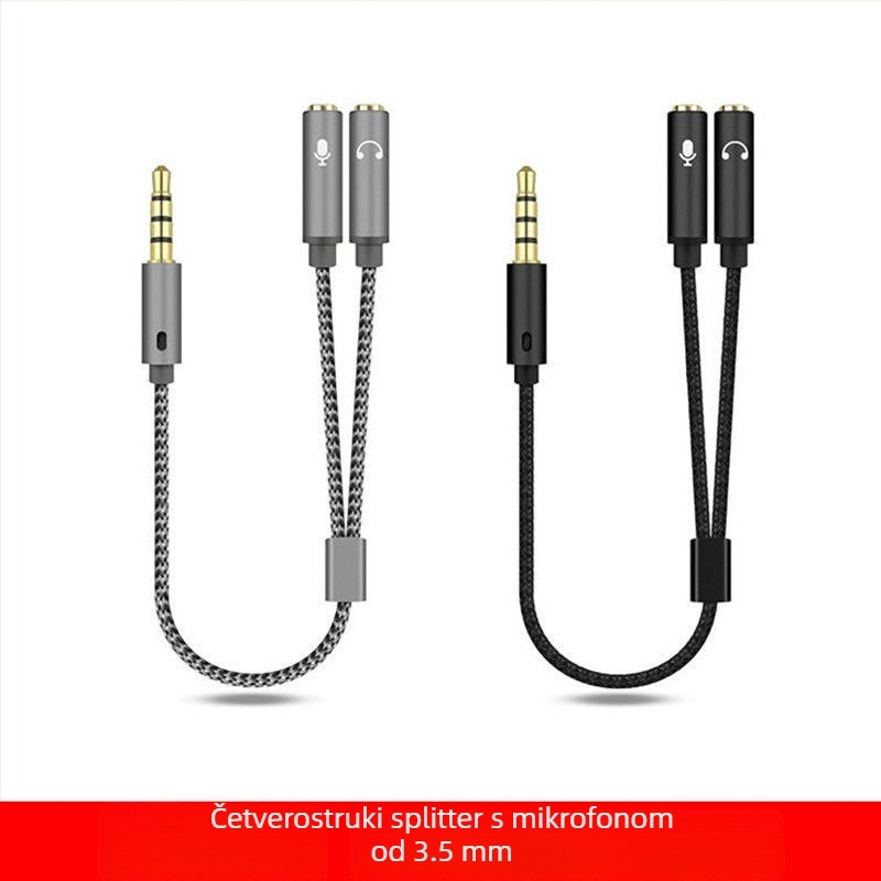 3,5 mm audio splitter kabel, jedan na dva za PC i mobilni telefon, spoj mikrofona (Materijal jezgre: Oxygen-free copper; Materijal vodiča: Fiber optic; Marka: Other; Certifikacija: Other)