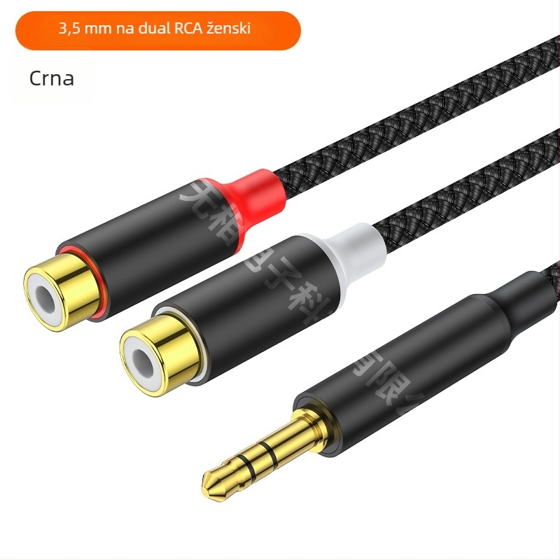 USB-C na 3,5 mm stereo adapter kabel s dva RCA ženski izlaz, zlatni premaz, bakrena jezgra, OEM dostupno
