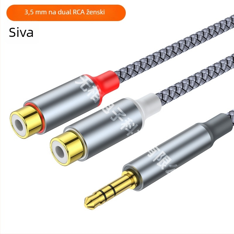 USB-C na 3,5 mm stereo adapter kabel s dva RCA ženski izlaz, zlatni premaz, bakrena jezgra, OEM dostupno