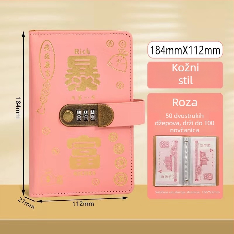 Držač bankovne knjižice s ključem – umjetna koža, organizator za bankovnu knjižicu i čekove, model Cd dj, marka Full chain, šifra proizvoda Get rich money book