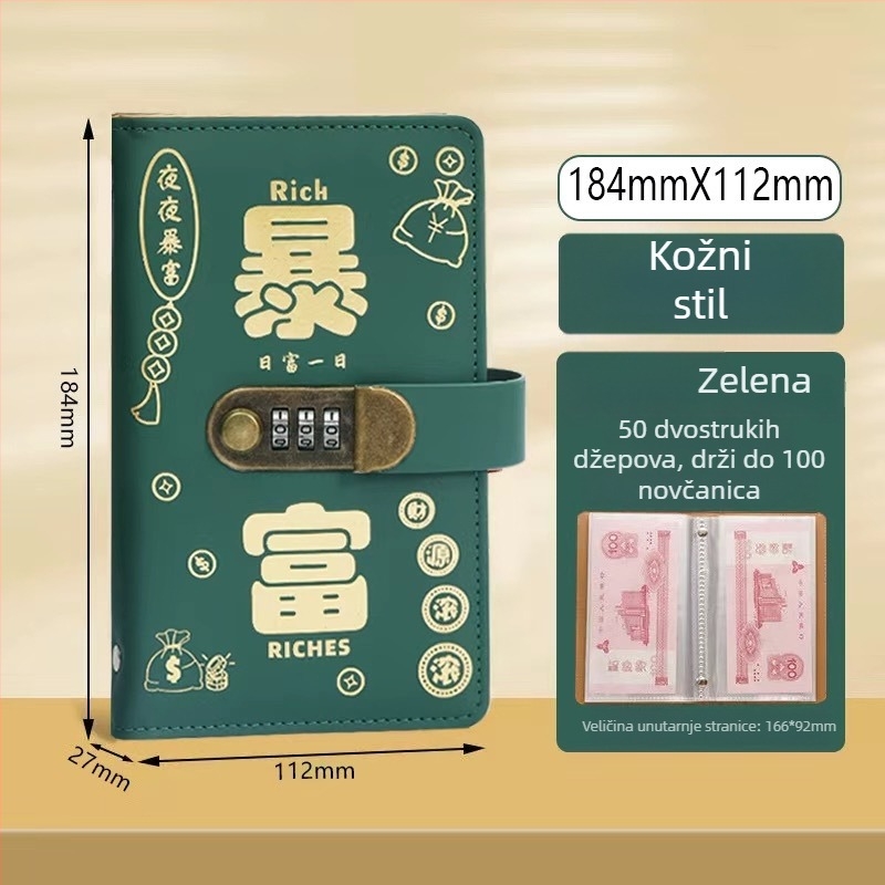 Držač bankovne knjižice s ključem – umjetna koža, organizator za bankovnu knjižicu i čekove, model Cd dj, marka Full chain, šifra proizvoda Get rich money book