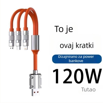 120W brzo punjački kabel za Power Bank, kompatibilan s Apple, Huawei, Oppo, Xiaomi, Vivo