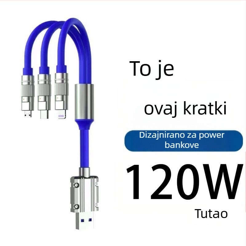 120W brzo punjački kabel za Power Bank, kompatibilan s Apple, Huawei, Oppo, Xiaomi, Vivo