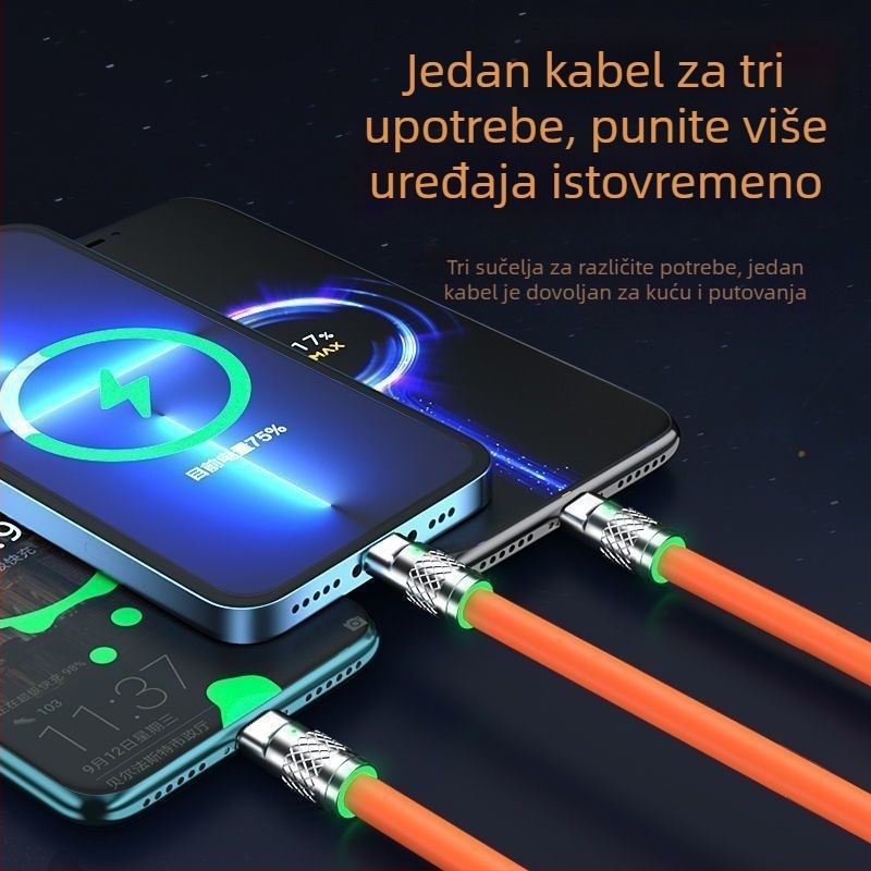 120W brzo punjački kabel za Power Bank, kompatibilan s Apple, Huawei, Oppo, Xiaomi, Vivo