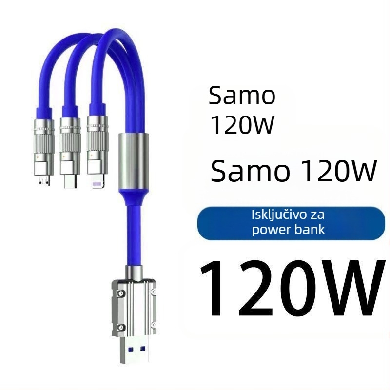 120W brzo punjački kabel za Power Bank, kompatibilan s Apple, Huawei, Oppo, Xiaomi, Vivo