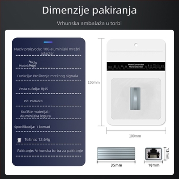 FG01 RJ45 ekranirani Cat5e mrežni konektor, pravolinijski, dvostruki priključak