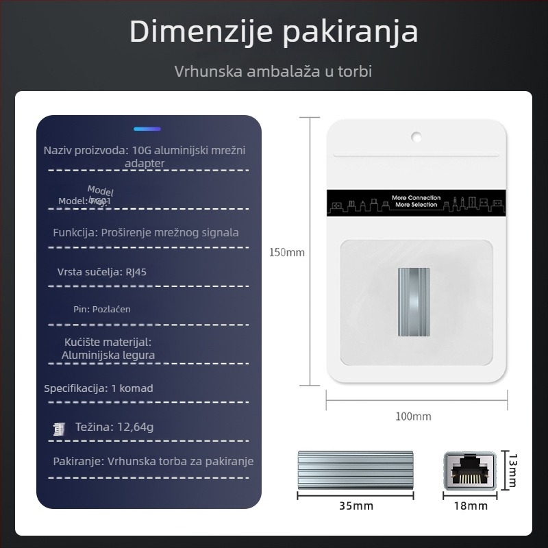 FG01 RJ45 ekranirani Cat5e mrežni konektor, pravolinijski, dvostruki priključak