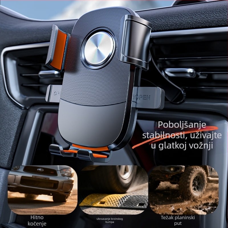 Univerzalni držač za mobitel za otvor zraka u vozilu, snap-on ugradnja, 360° rotacija, vodoravno i vertikalno