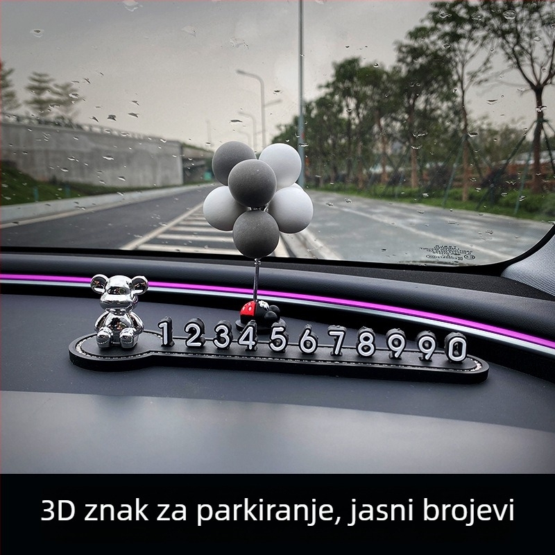 Privremeni broj za parkiranje automobila – kreativna slatka unutarnja dekoracija automobila, plastika; Model: Bogatstvo; Tip: Skriveni