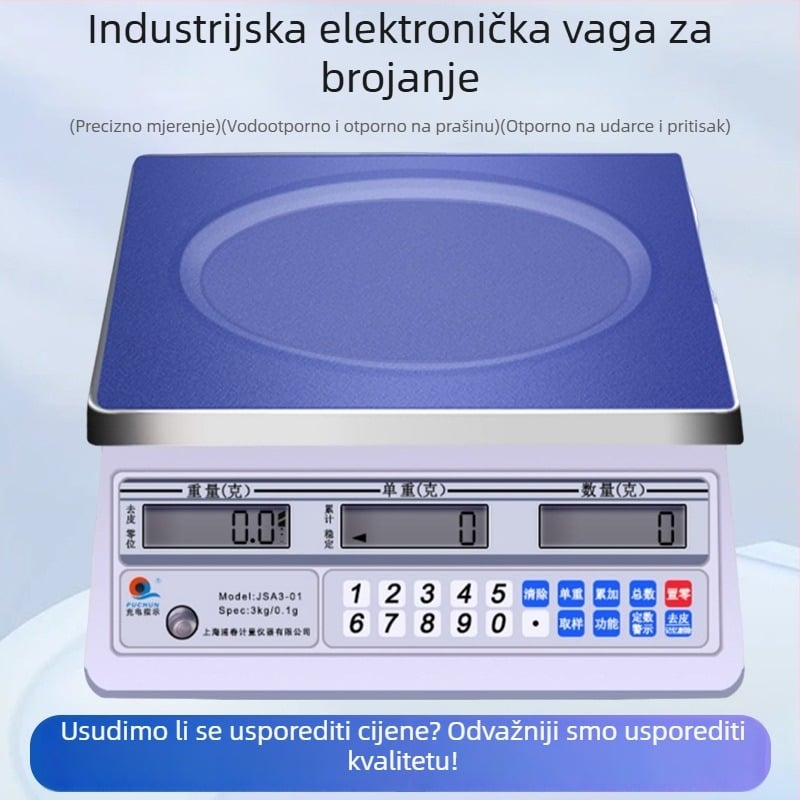 Pu Chun Jsa Series industrijska elektronička vaga – visoka preciznost mjerenja i brojanja, 30 kg kapacitet, napajanje baterijom ili mrežno