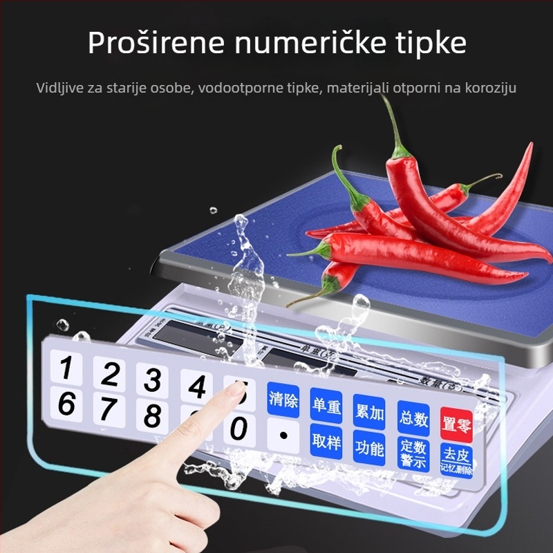 Pu Chun Jsa Series industrijska elektronička vaga – visoka preciznost mjerenja i brojanja, 30 kg kapacitet, napajanje baterijom ili mrežno