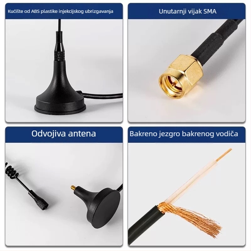 LoRa antena s visokim ziskom 12 dBi, 433 MHz, antena za bežični modul s usisnom čašom WEIHAN