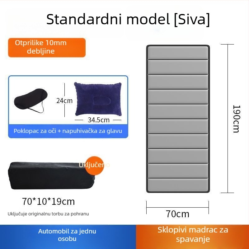 Auto montirana madrac za spavanje za jednu osobu, sklopiva u stražnji pretinac, univerzalna kompatibilnost, bez napuhavanja