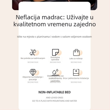 Sklopiva postelja za stražnju sjedalu automobila – materijali: umjetna koža i Oxford tkanina, model KT 0615 BS, težina 6,72 kg, nosivost 300 kg, bez nadutja