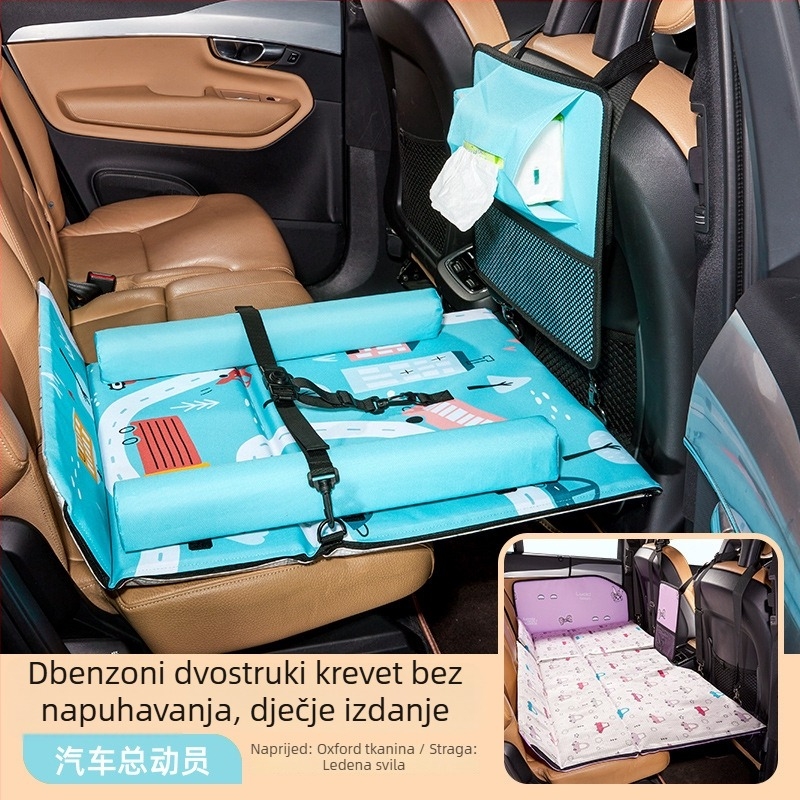 Sklopiva postelja za stražnju sjedalu automobila – materijali: umjetna koža i Oxford tkanina, model KT 0615 BS, težina 6,72 kg, nosivost 300 kg, bez nadutja