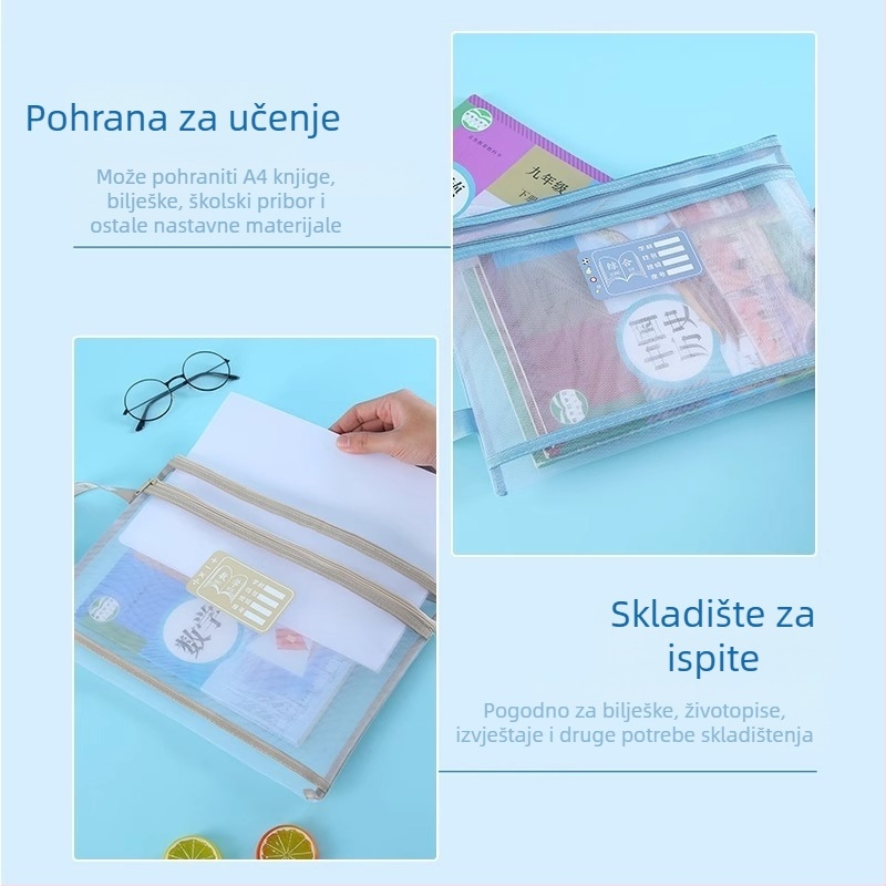 Baiyi nylon torba za školske predmete, s zip zatvaračem i dvostrukim odjeljkom