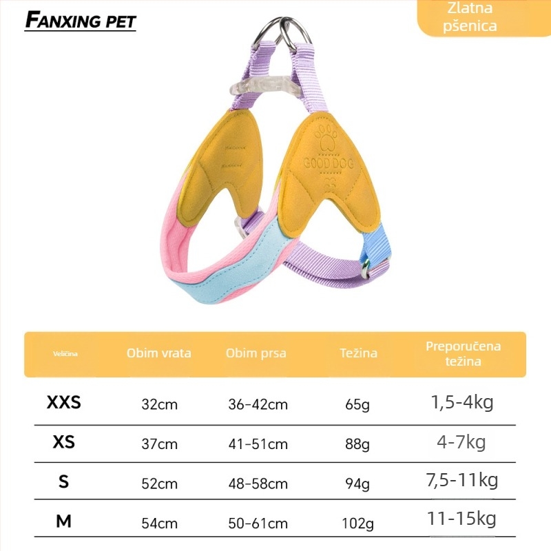 Prsni remen za psa, prozračni poliester, podesiva