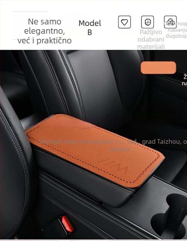 Podložak za auto - ultra-tanka plišana središnja naslon za ruku navlaka, trokutaste perforacije, univerzalno za sve sezone, PU materijal, mogućnost ispisa logotipa