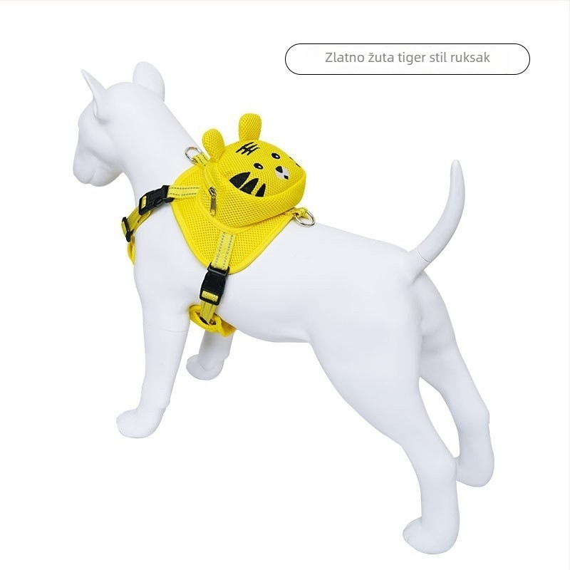 Vest-stilni kaiš za psa s cartoon dizajnom, materijal: sandwich mesh, kategorija: kaiševi i užadi za kućne ljubimce, neproduživ, marka: Druga