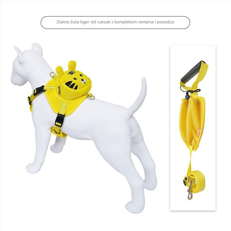 Vest-stilni kaiš za psa s cartoon dizajnom, materijal: sandwich mesh, kategorija: kaiševi i užadi za kućne ljubimce, neproduživ, marka: Druga