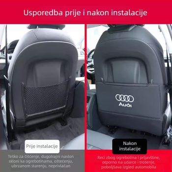 Audi stražnja zaštitna ploča za sjedala – anti-kick, mikrovlakna koža, pjena punjenje, ispisan logo, za sve sezone, minimalistički stil