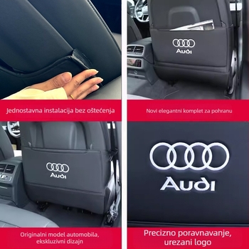 Audi stražnja zaštitna ploča za sjedala – anti-kick, mikrovlakna koža, pjena punjenje, ispisan logo, za sve sezone, minimalistički stil