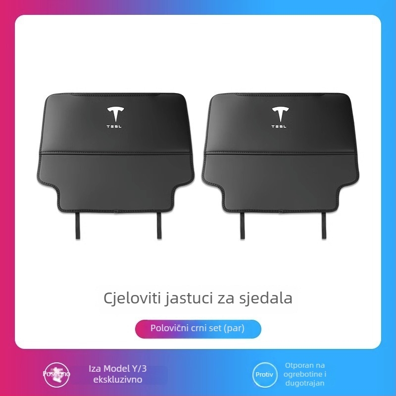 PU zaštitna podložka za stražnji naslon sjedala za Tesla Model Y3 – potpuno pokrivanje, zaštita od udarca nogom, izdržljivo unutrašnje, s logotipom