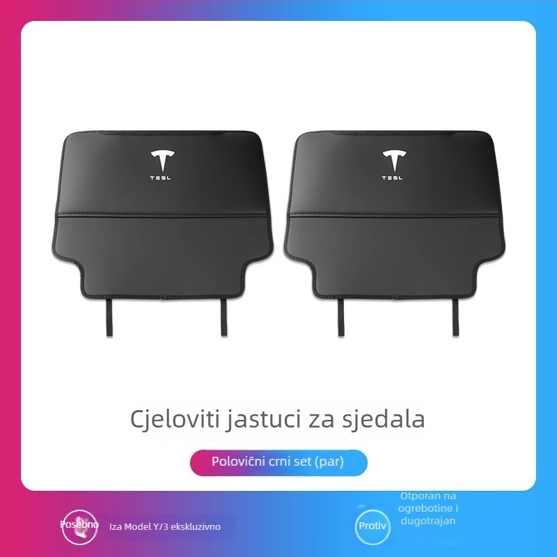 PU zaštitna podložka za stražnji naslon sjedala za Tesla Model Y3 – potpuno pokrivanje, zaštita od udarca nogom, izdržljivo unutrašnje, s logotipom
