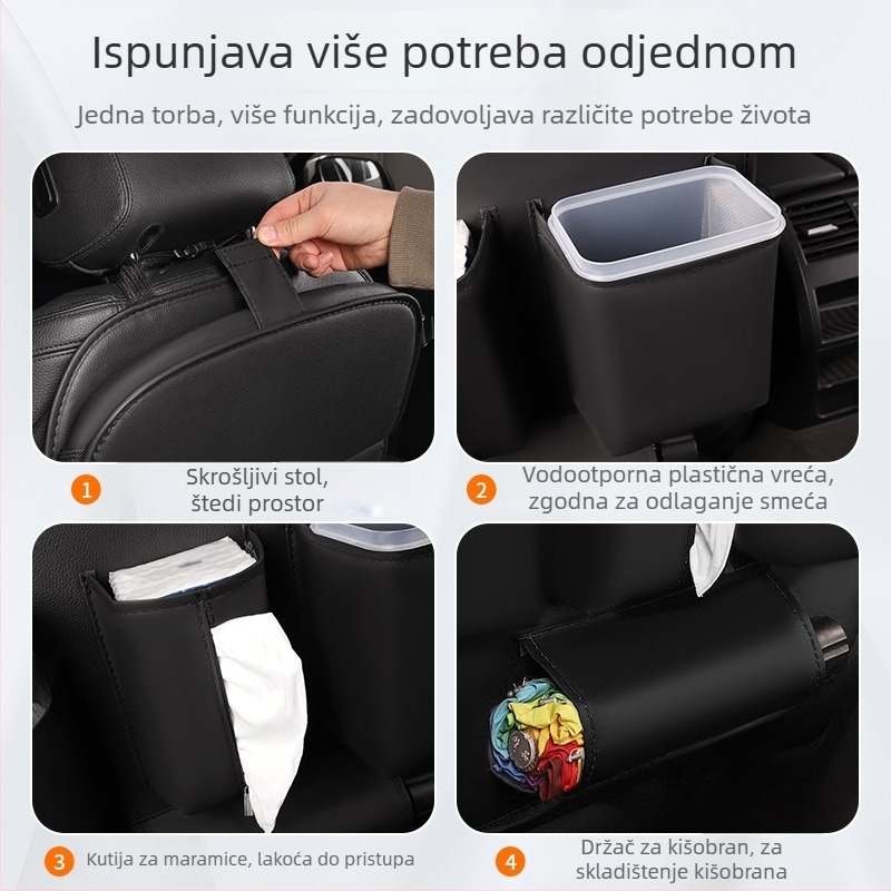 Kožna torbica za pohranu za stražnji dio sjedala automobila, velikog kapaciteta, vodootporna, prilagodljiva